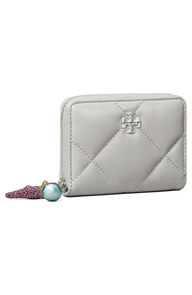 Tory Burch Small Kira Diamond Quilt Wallet, Alternate, color, Grey