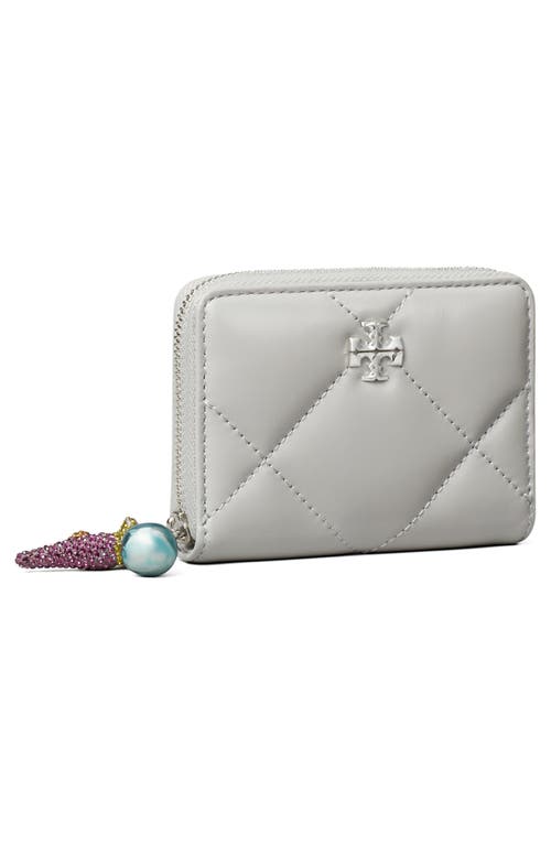 Tory Burch Small Kira Diamond Quilt Wallet In Gray