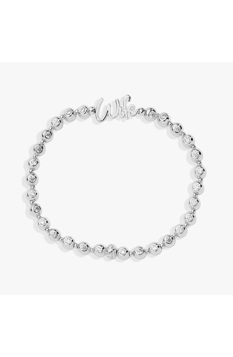 Alex and Ani Wife Elongated Crystal Stretch Bracelet, Main, color, Silver
