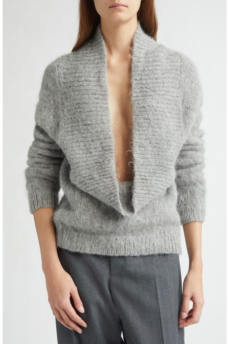 Sonko Reversible Suri Alpaca & Merino Wool Blend Sweater, Alternate, color, HEATHER GREY