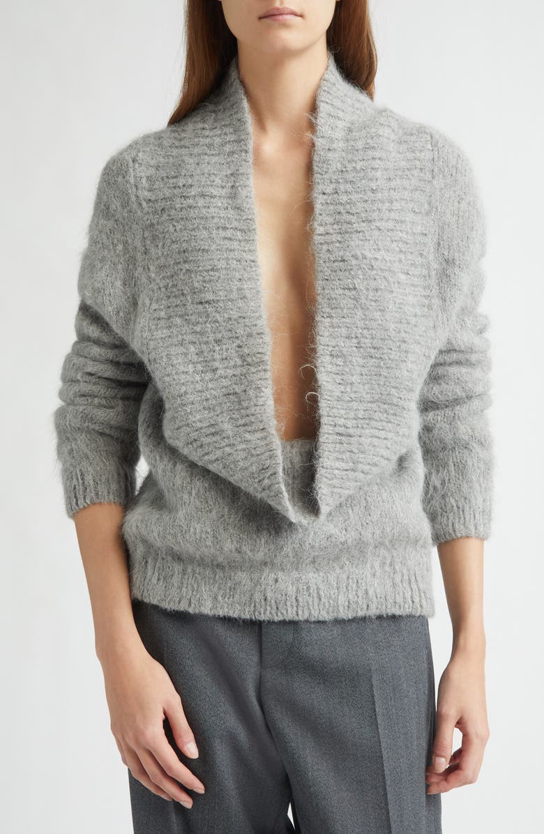 EMILY DAWN LONG Sonko Reversible Suri Alpaca & Merino Wool Blend Sweater, Alternate, color, Heather Grey