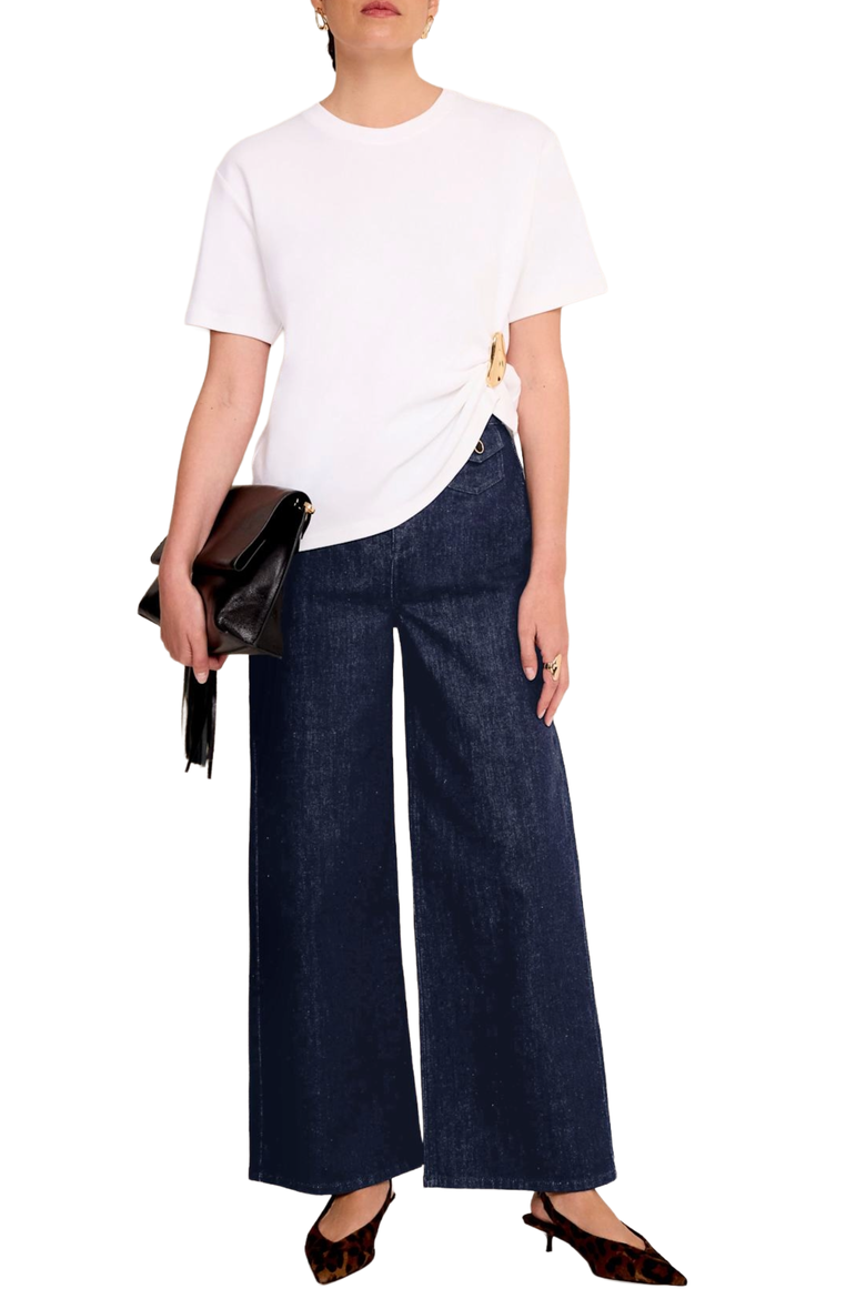 Dark Indigo Patch Pocket Wide Leg Crop Jeans, Alternate, color, Navy