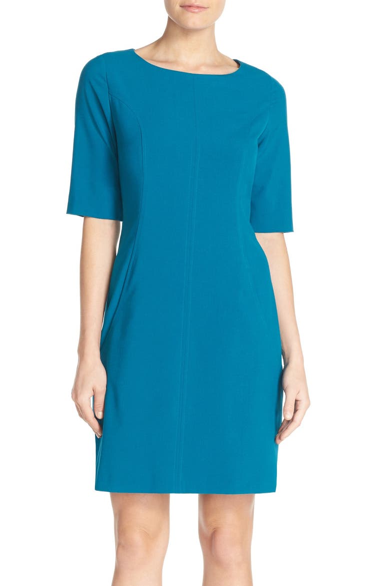Seamed A-Line Dress, Main, color, DEEP LAGOON