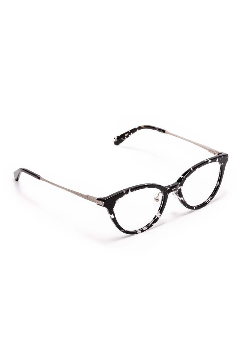 Statuette 51mm Cat Eye Reading Glasses, Alternate, color, BLACK / CRYSTAL TORT / SILVER