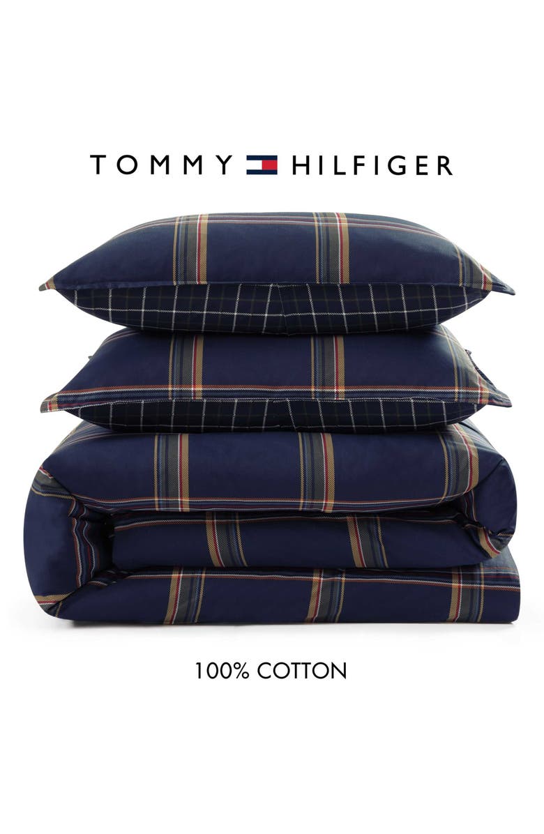 Tommy Hilfiger Beacon Plaid Cotton Percale Comforter & Shams Set, Alternate, color, Navy Blue/ Dark Yellow