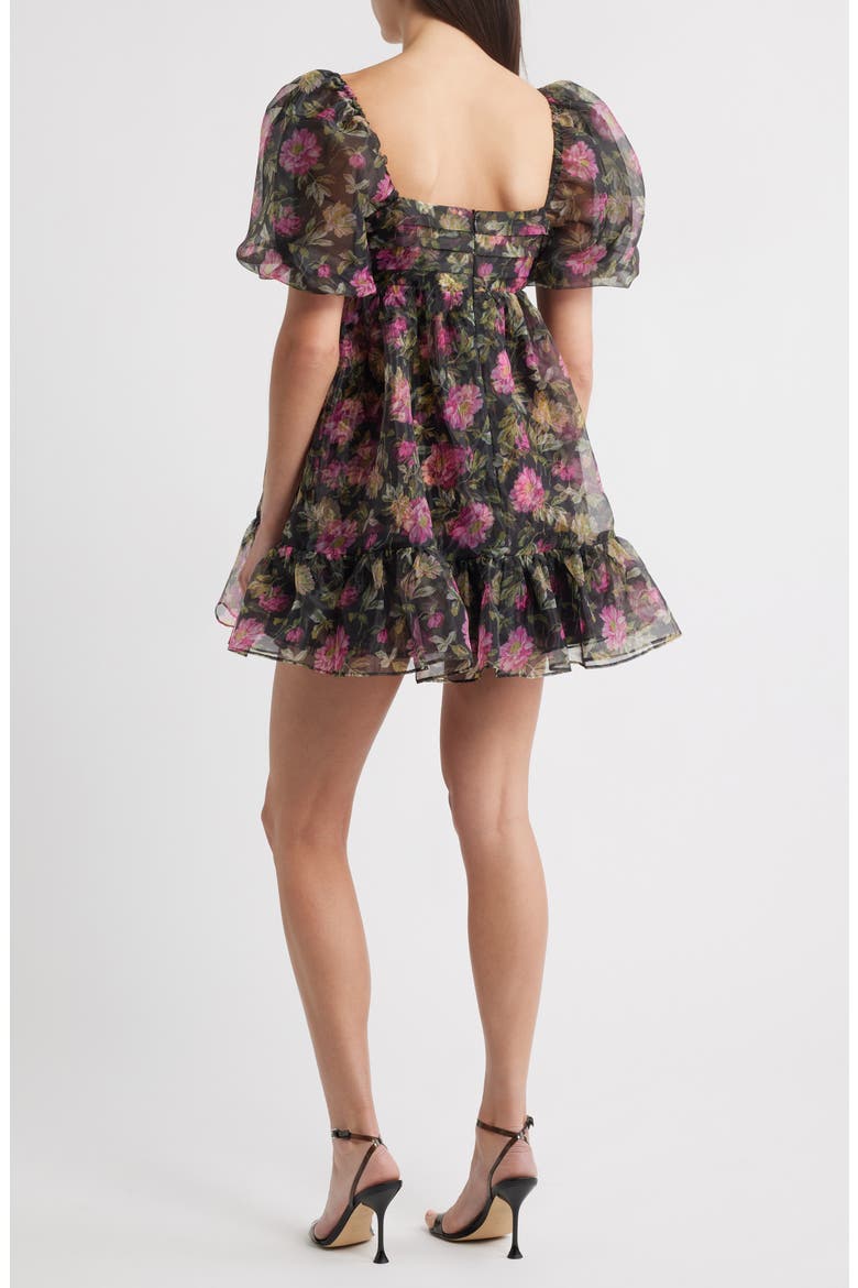 Posh Babydoll Minidress, Alternate, color, BLACK MULTI