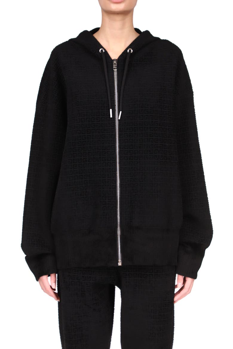 Logo Knit Hoodie, Main, color, BLACK