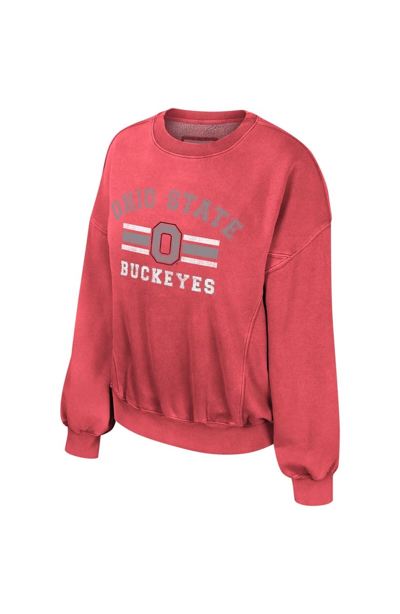 COLOSSEUM Women's Colosseum Scarlet Ohio State Buckeyes Audrey Washed Pullover Sweatshirt, Alternate, color, Scarlet