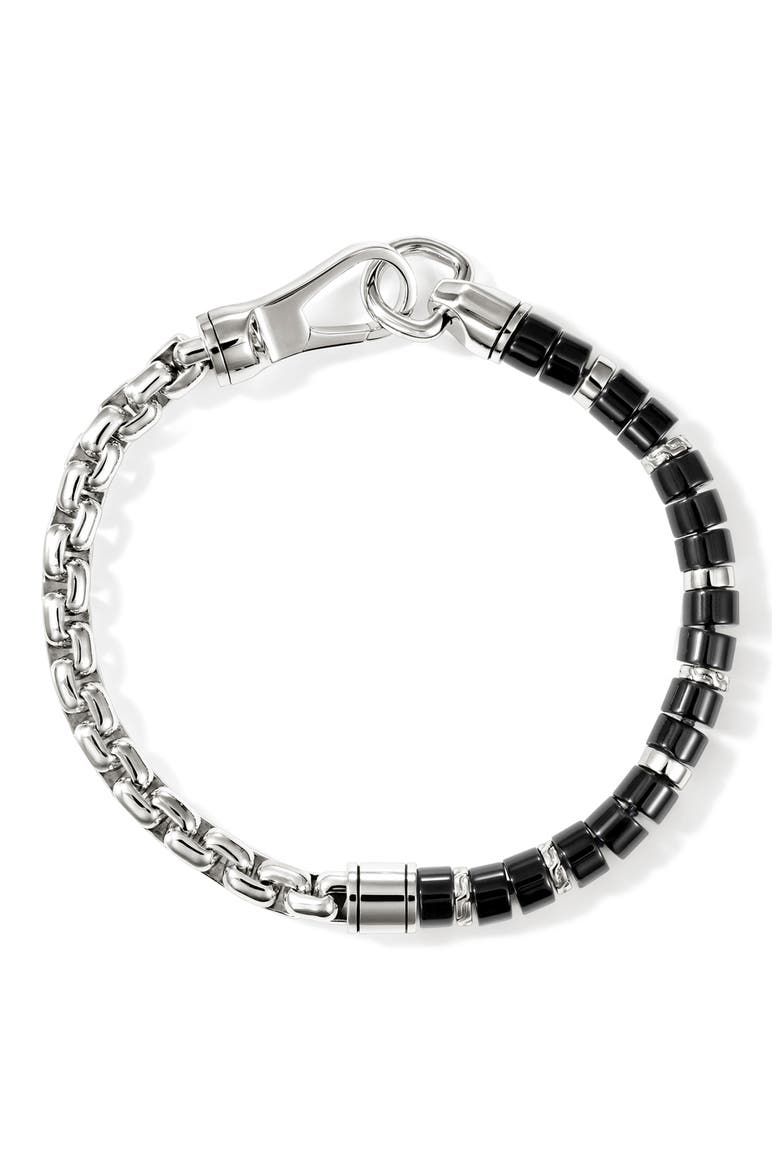 Men's Heishi Sterling Silver Chain Bracelet, Alternate, color, ONYX