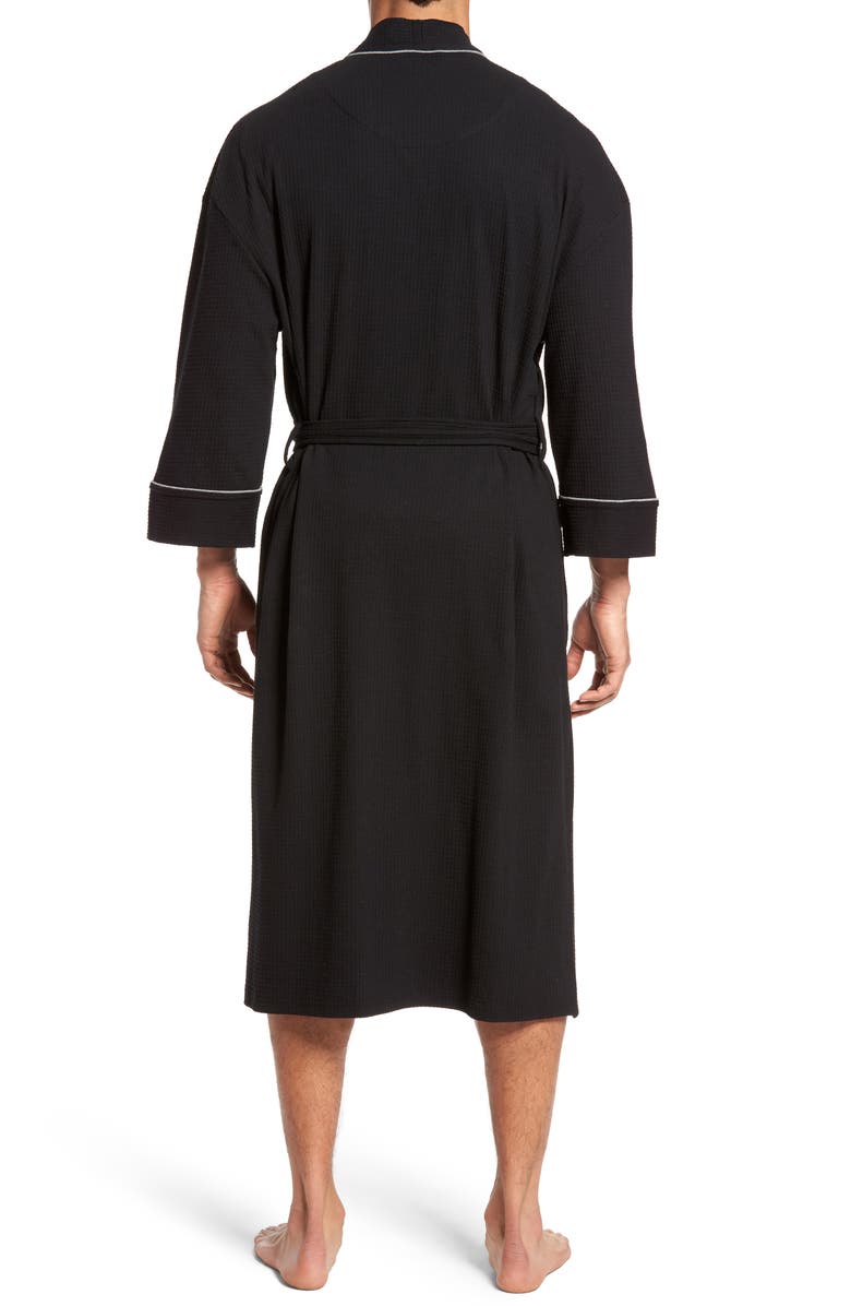 Majestic International Waffle Knit Robe, Alternate, color, Black