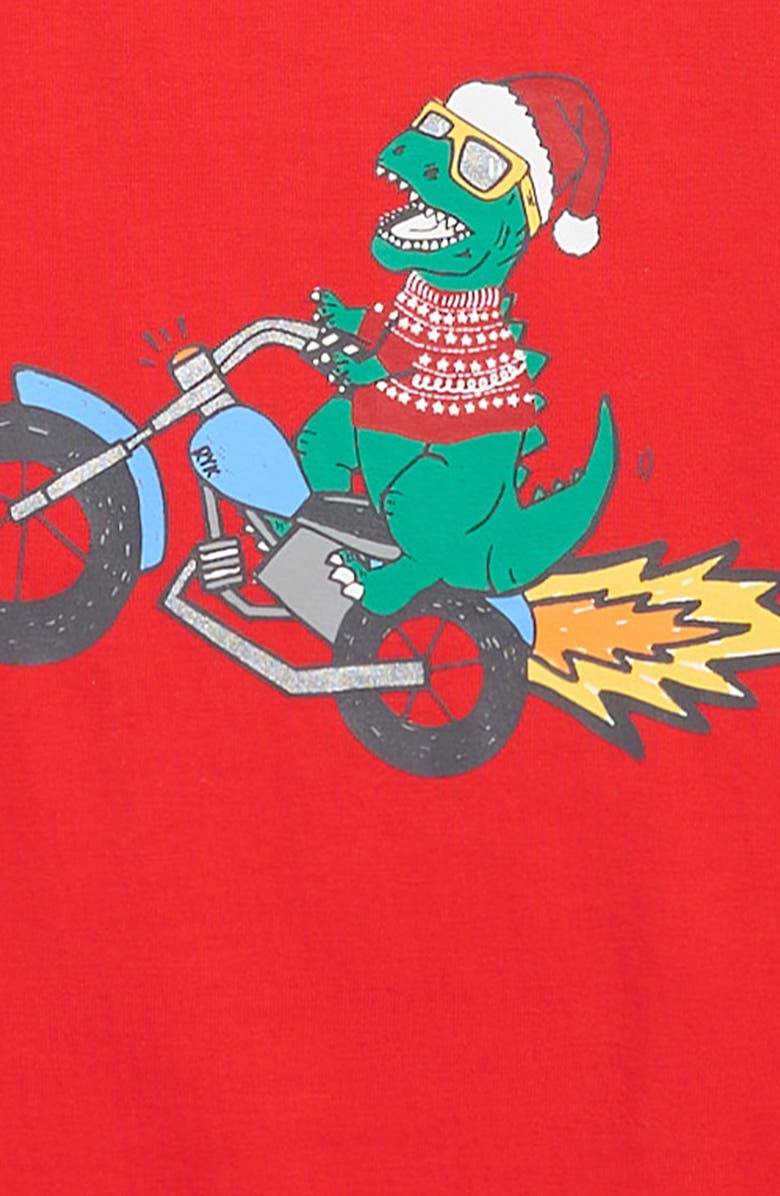 Rock Your Kid Kids' Christmas T-Rex Long Sleeve Graphic T-Shirt, Alternate, color, Santa Red