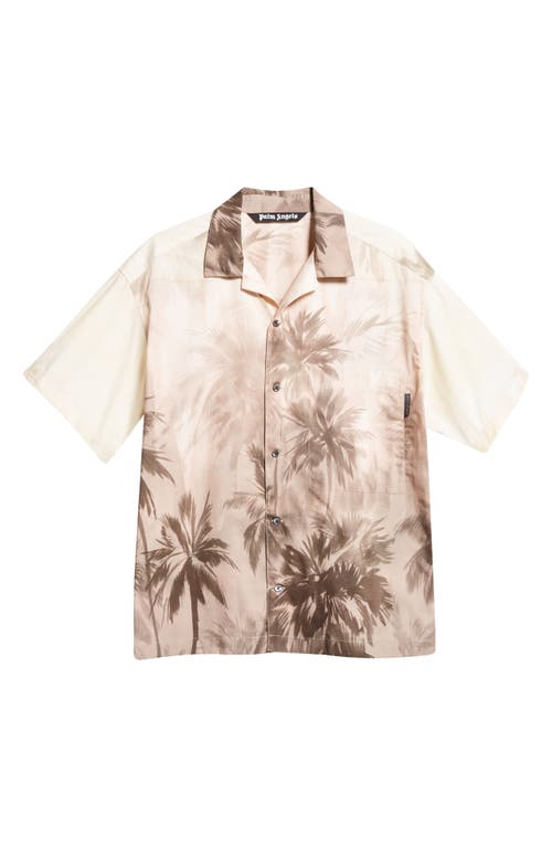 Palm Angels Sunset Palms Bowling Shirt Ss Beige - Bl In Neutral