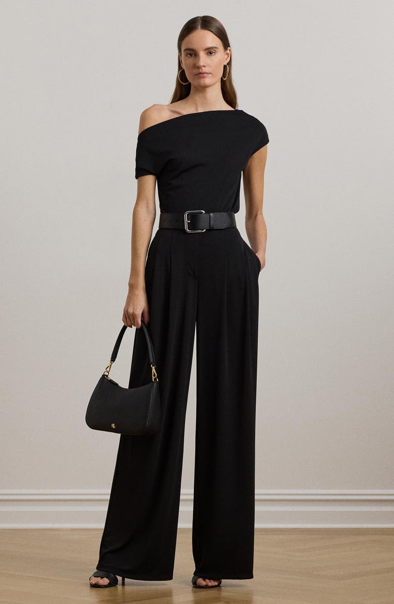 Lauren Ralph Lauren Jersey Wide Leg Pants, Alternate, color, Black