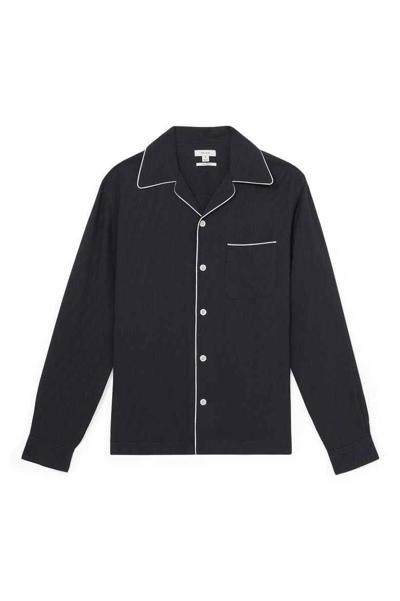 Josh Piped Button-Up Shirt, Alternate, color, NAVY