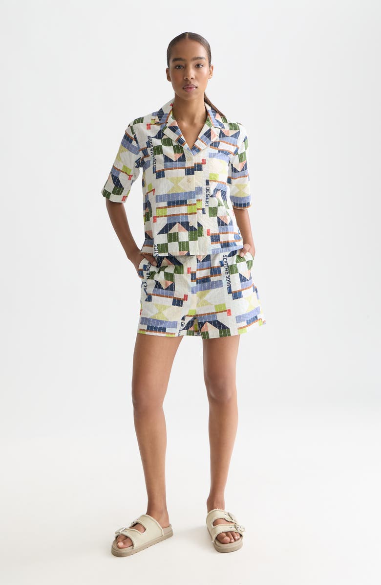 Scotch & Soda Embroidered Cotton Button-Up Shirt, Alternate, color, Patchwork Infinity