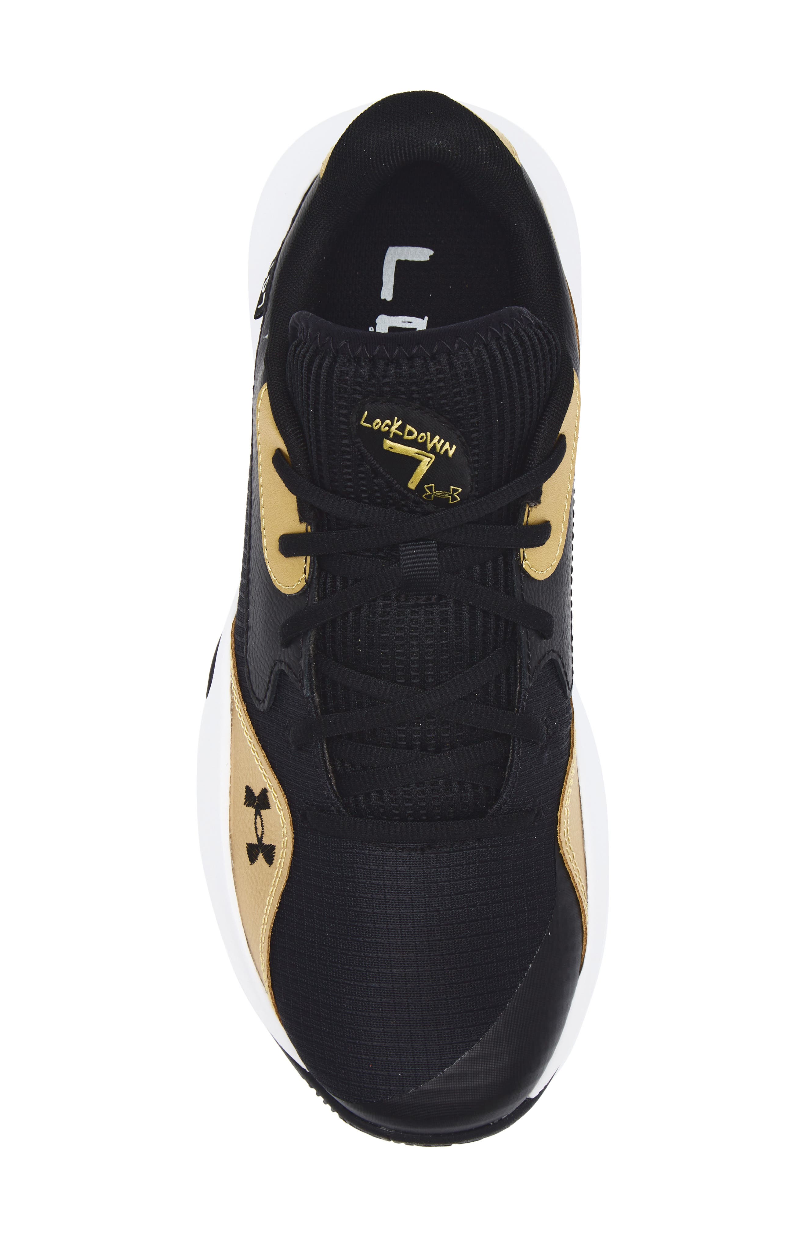 Under Armour Gender Inclusive Lockdown 7 Low Basketball Shoe, Alternate, color, Black