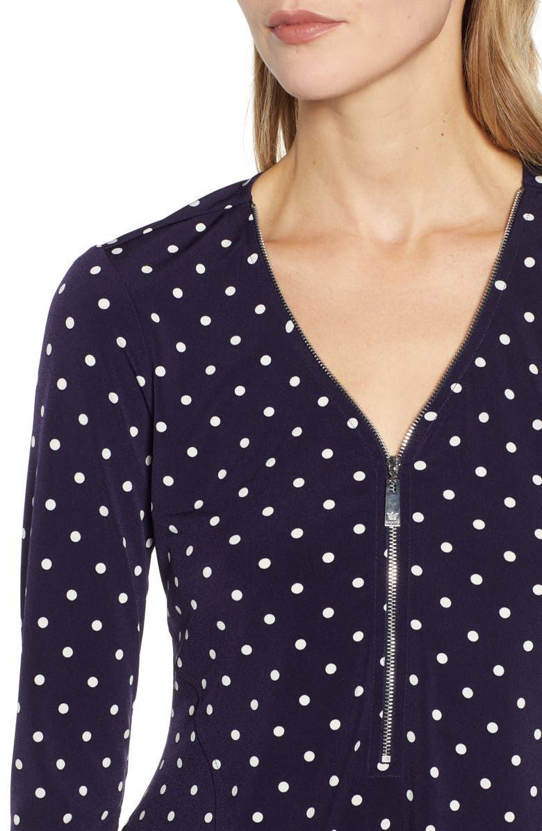 Chaus Zipper Dot Top, Alternate, color, Evening Navy
