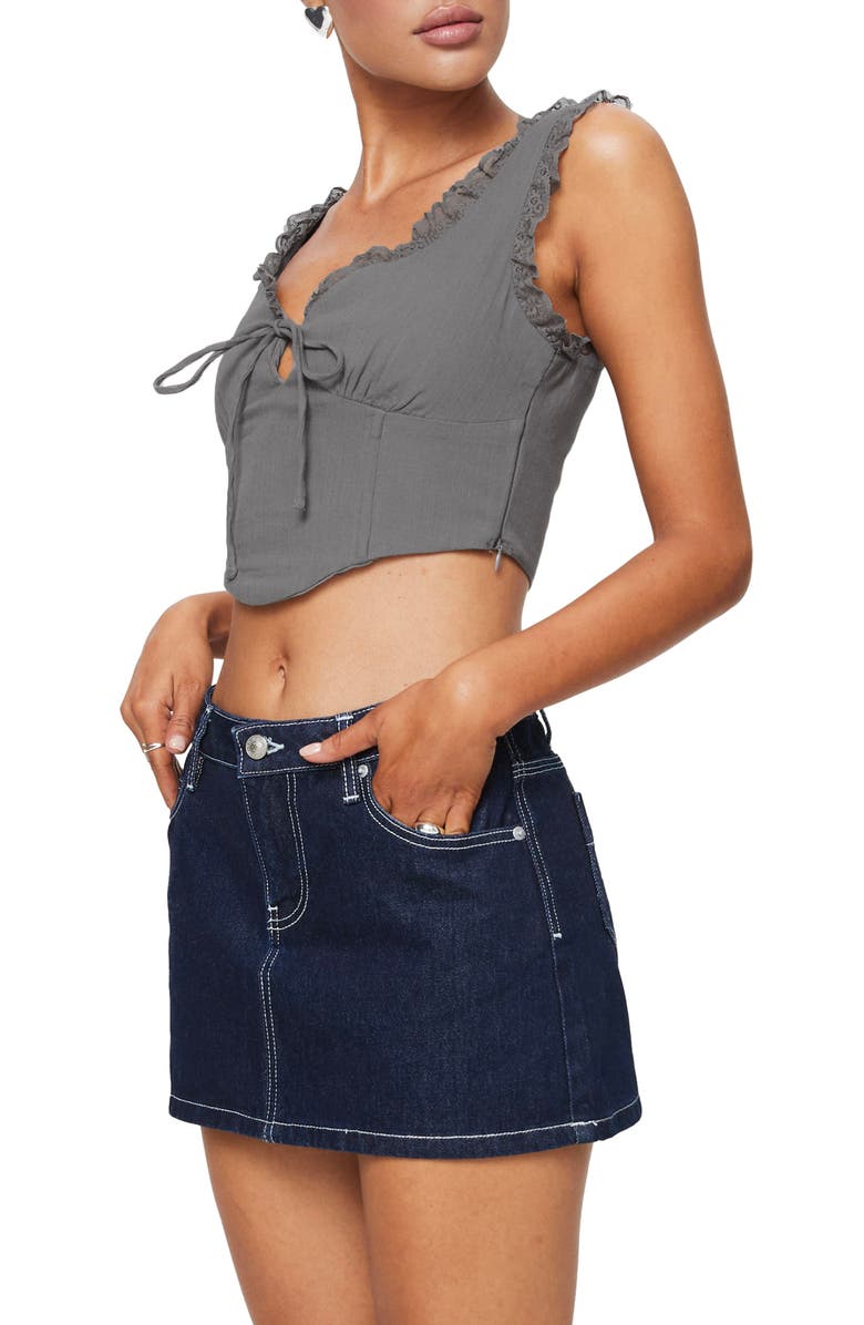 Princess Polly Scarlett Lace Ruffle Cotton Crop Top, Alternate, color, 