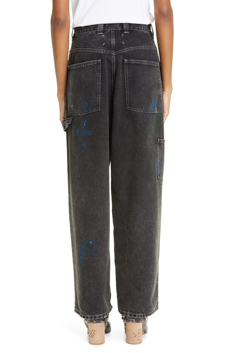 Maison Margiela High Waist Wide Leg Paint Jeans, Alternate, color, 