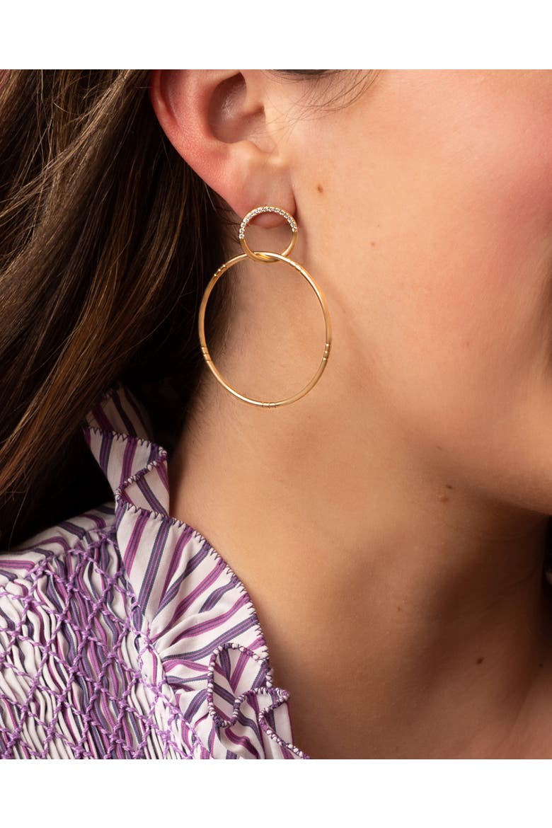 Crew Half Moon Double Hoop Earrings - Diamond, Alternate, color, Diamond- Gold