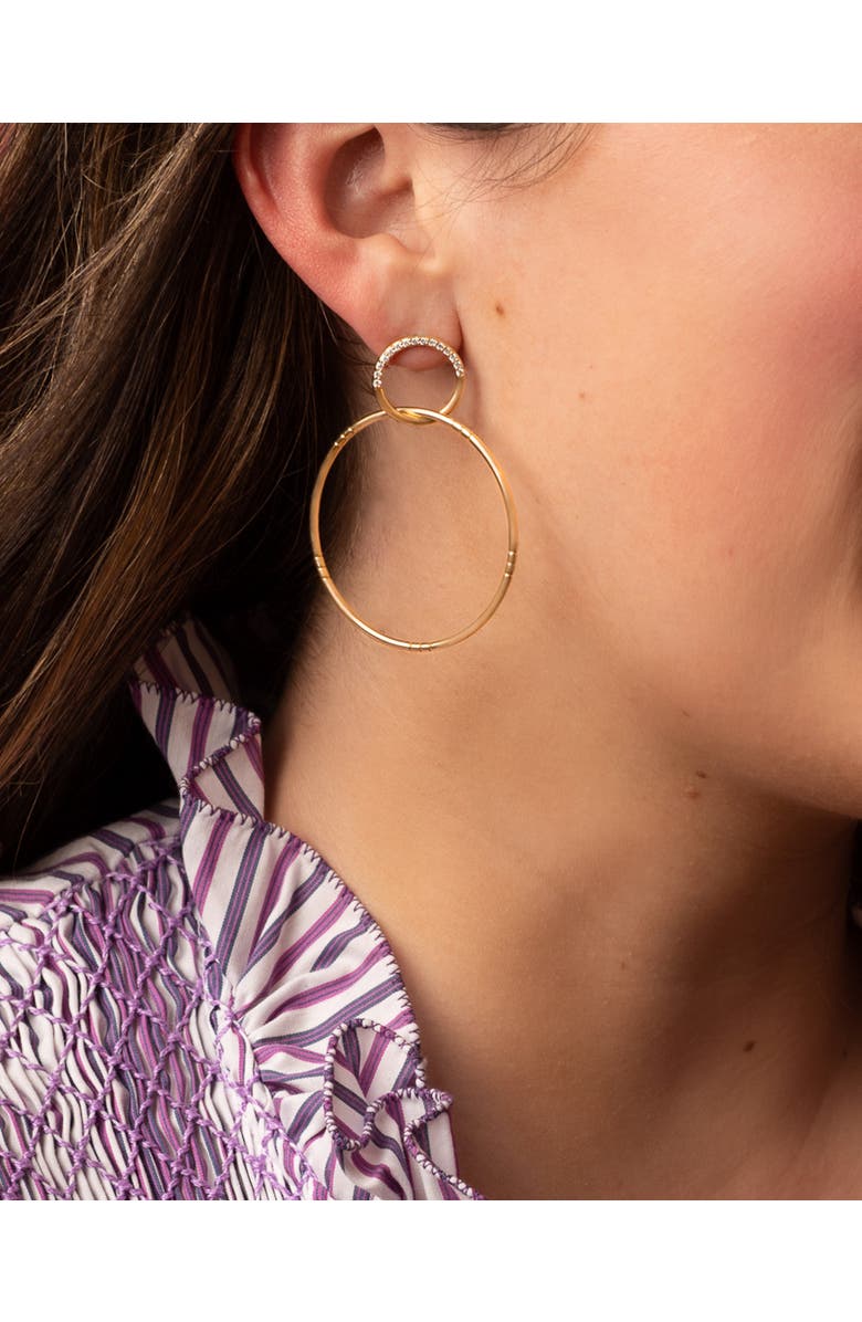 Campbell + Charlotte Crew Half Moon Double Hoop Earrings - Diamond, Alternate, color, Diamond- Gold