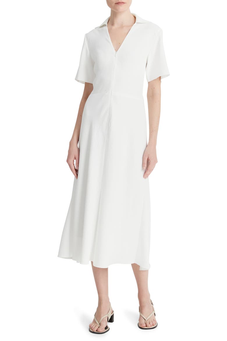 Front Zip Polo Midi Dress, Main, color, 101OWH-OFF WHITE