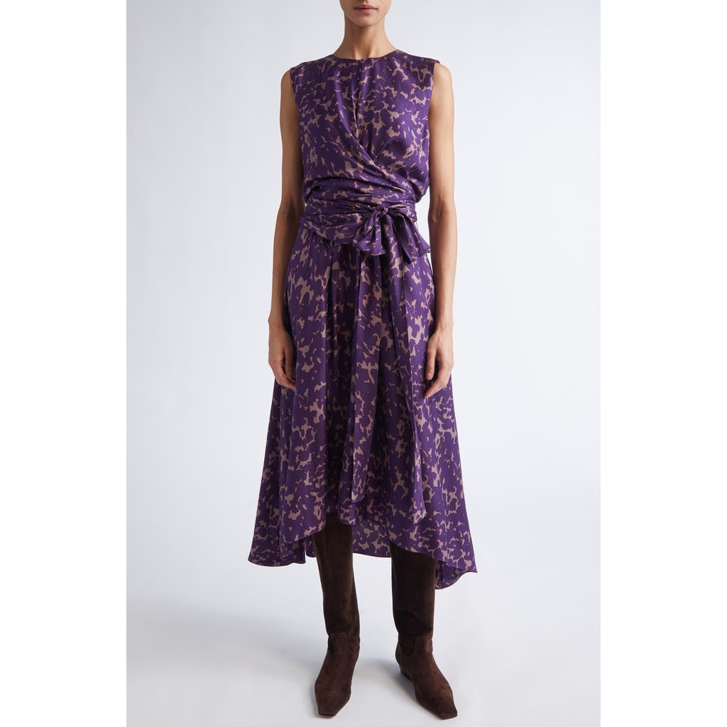 Altuzarra Penny Print Silk High-low Maxi Dress In Purple