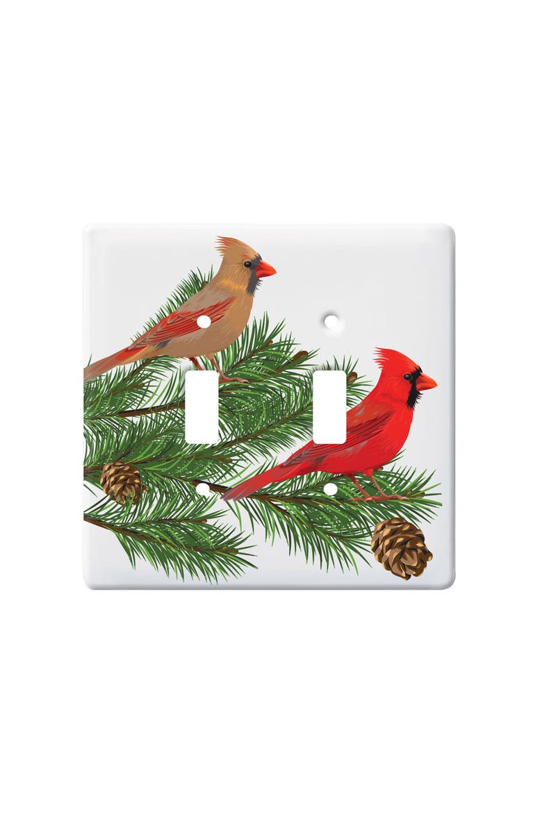 Cardinals & Pine Double Toggle Switchplate Cover, Main, color, Red