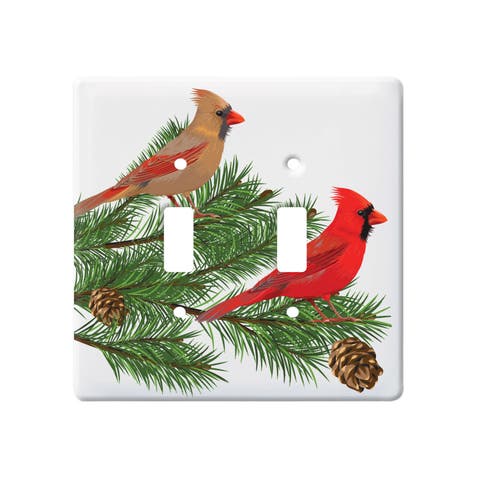 Cardinals & Pine Double Toggle Switchplate Cover