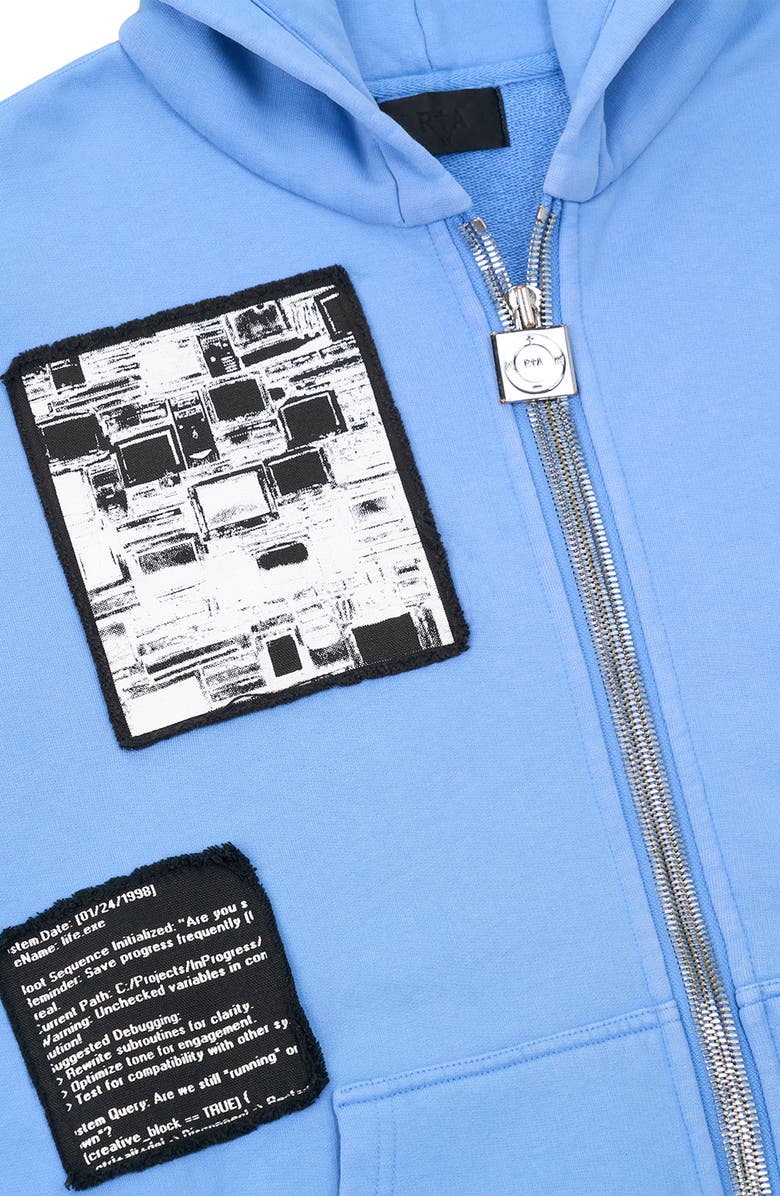 RtA Zev Digital Patch Zip Hoodie, Alternate, color, Blue Digital Patch