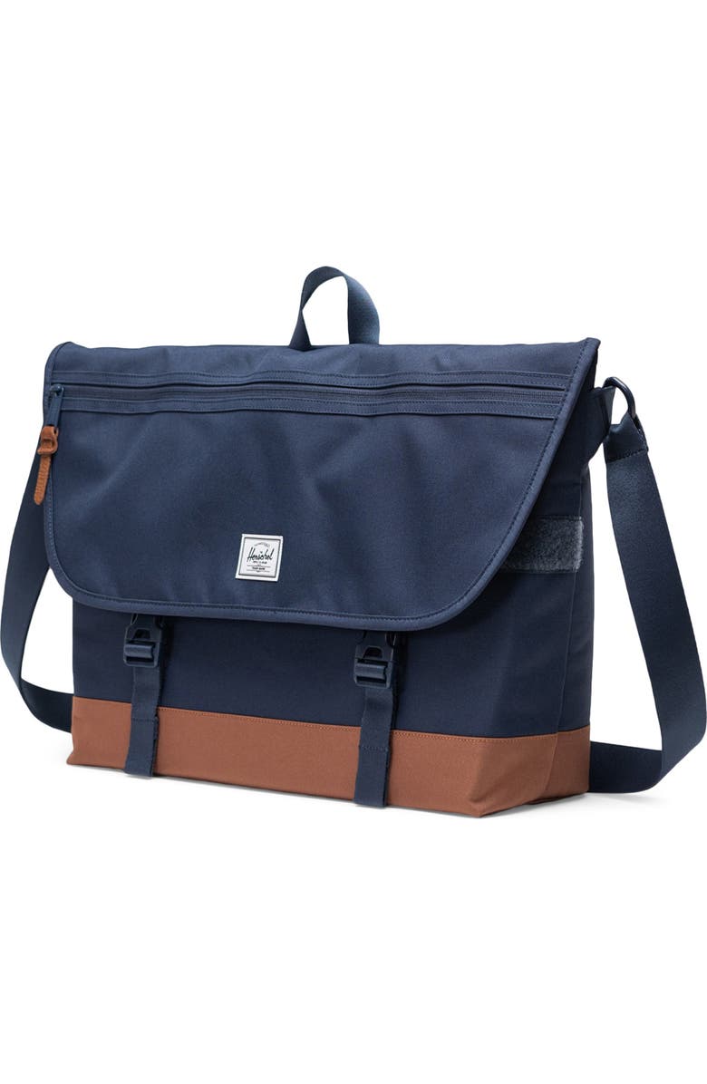 Herschel Supply Co. Cove Recycled Polyester Messenger Bag, Alternate, color, Navy/Saddle Brown