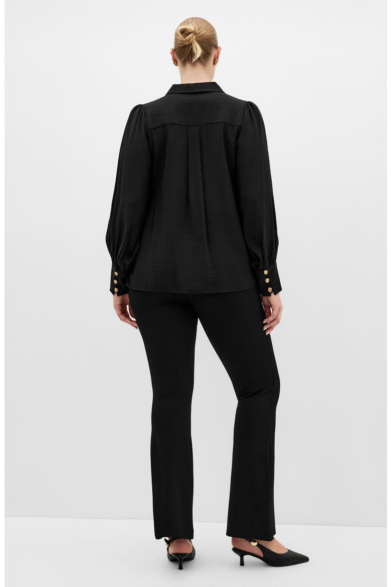 Alana Button Detail Shirt, Alternate, color, BLACK