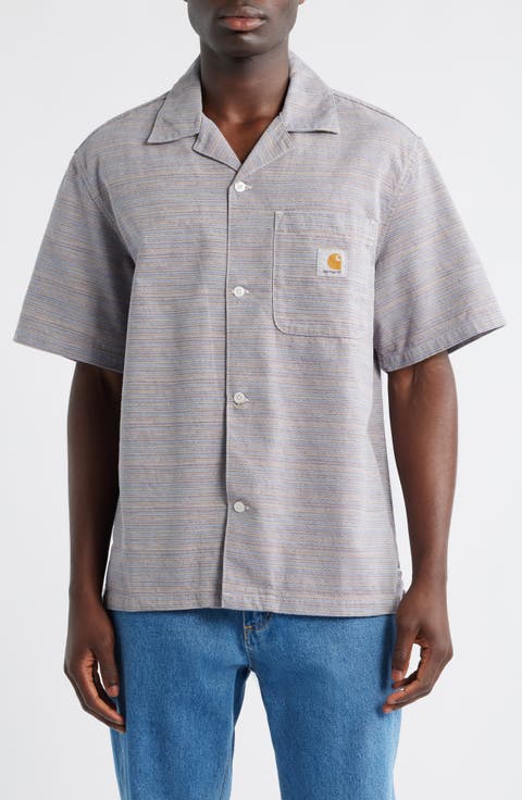 Gellar Short Sleeve Cotton Jacquard Camp Shirt