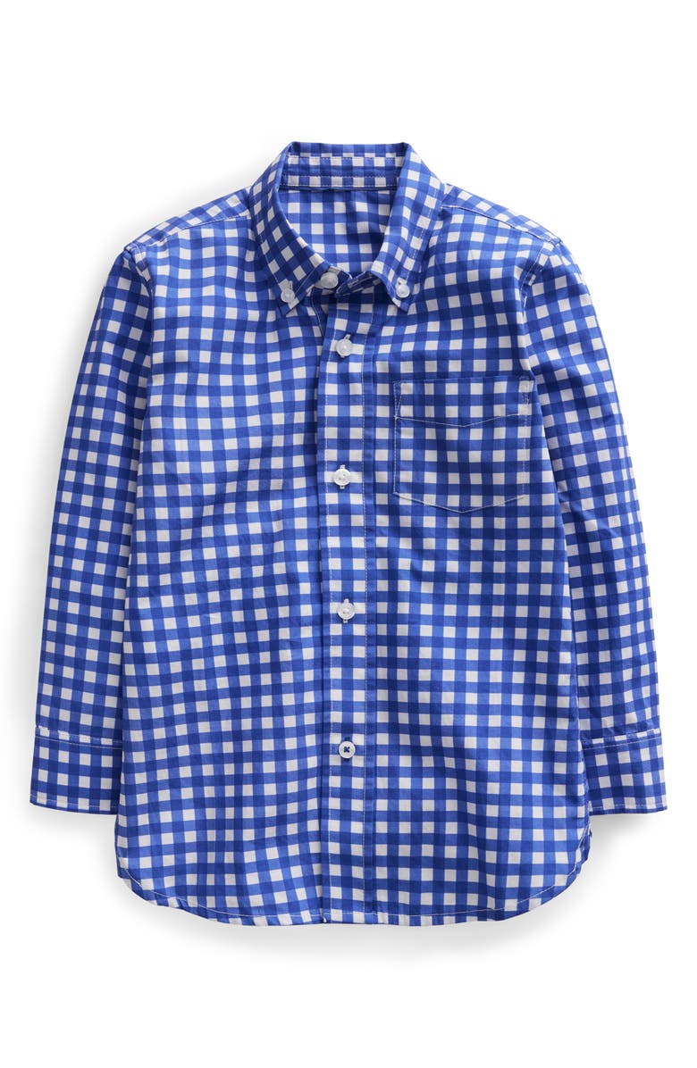 Mini Boden Kids' Check Long Sleeve Cotton Button-Down Shirt, Main, color, 