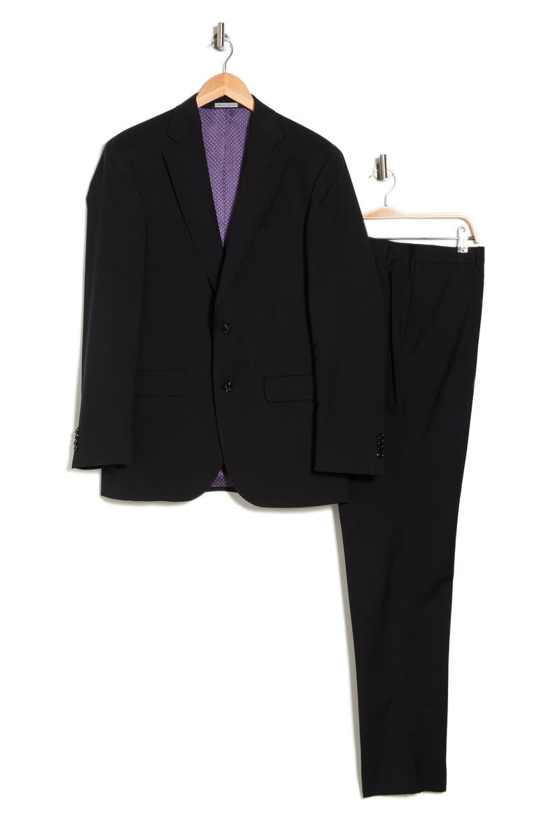 Jarrow Trim Fit Wool Suit, Alternate, color, BLACK