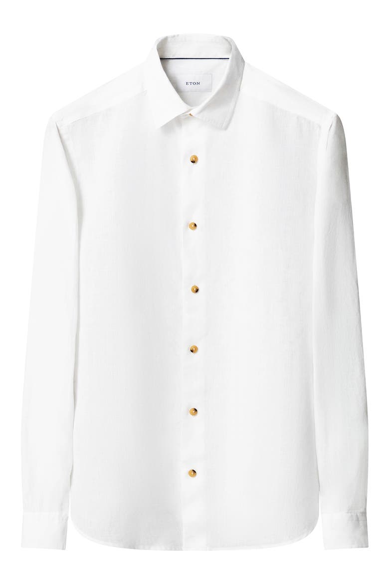 Regular Fit Linen Dress Shirt, Alternate, color, WHITE