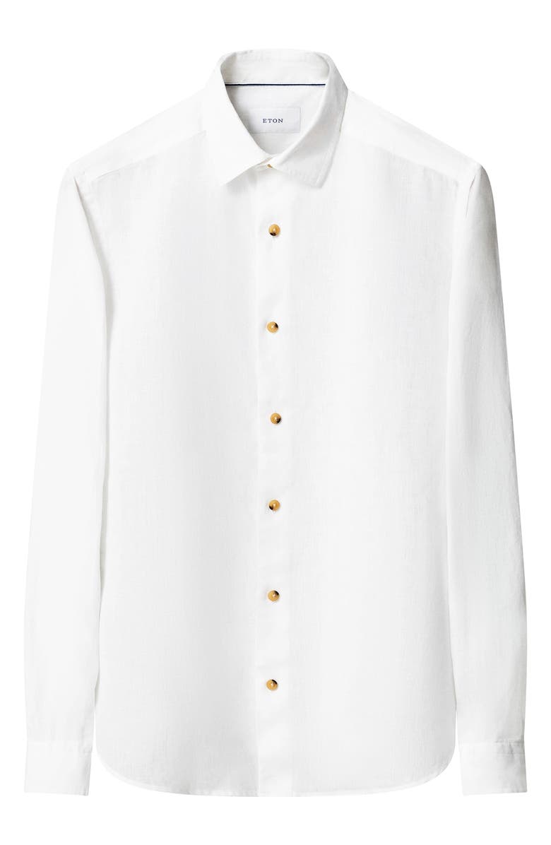 Eton Regular Fit Linen Dress Shirt, Alternate, color, White