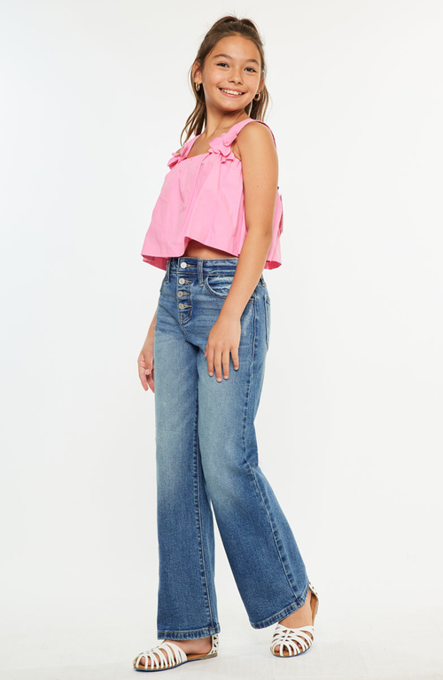 Kancan Celine High Rise Kids 90s Flare Jeans In Blue