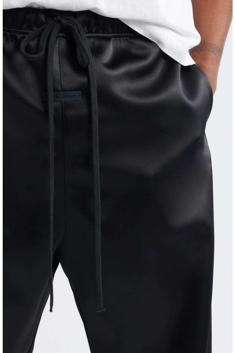 Relaxed Bonded Satin Track Pants, Alternate, color, JET BLACK