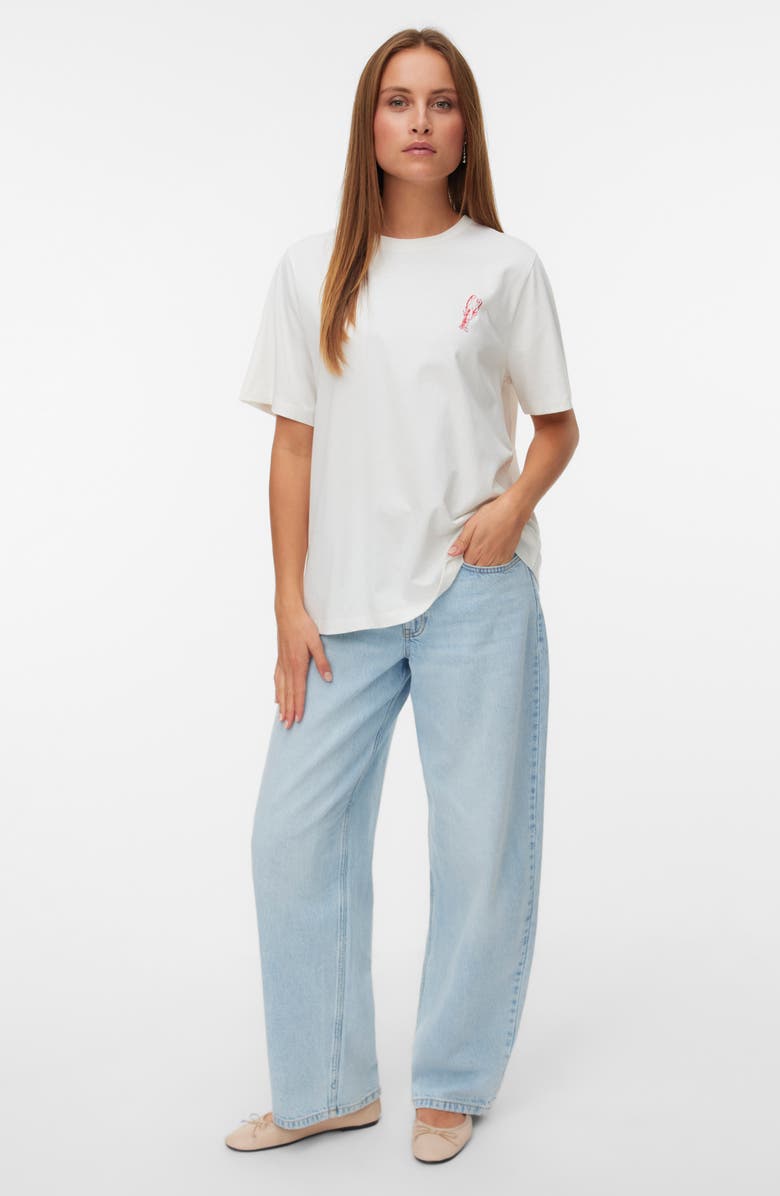 VERO MODA Ciara Caty Short Sleeve T-Shirt, Alternate, color, Snow White American Lobster