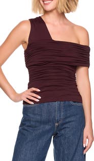 Susana Monaco One-Shoulder Gathered Knit Top