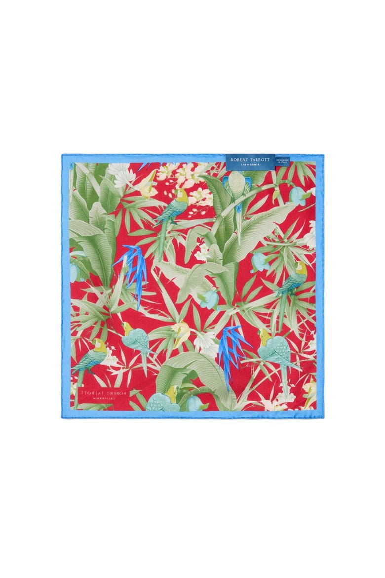York Tropical Floral Pocket Square, Main, color, Blue/Red