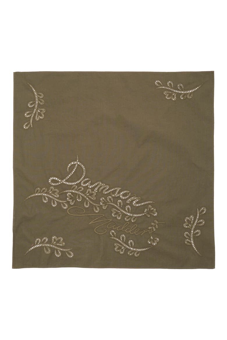 Embroidered Organic Cotton Headscarf, Alternate, color, KHAKI