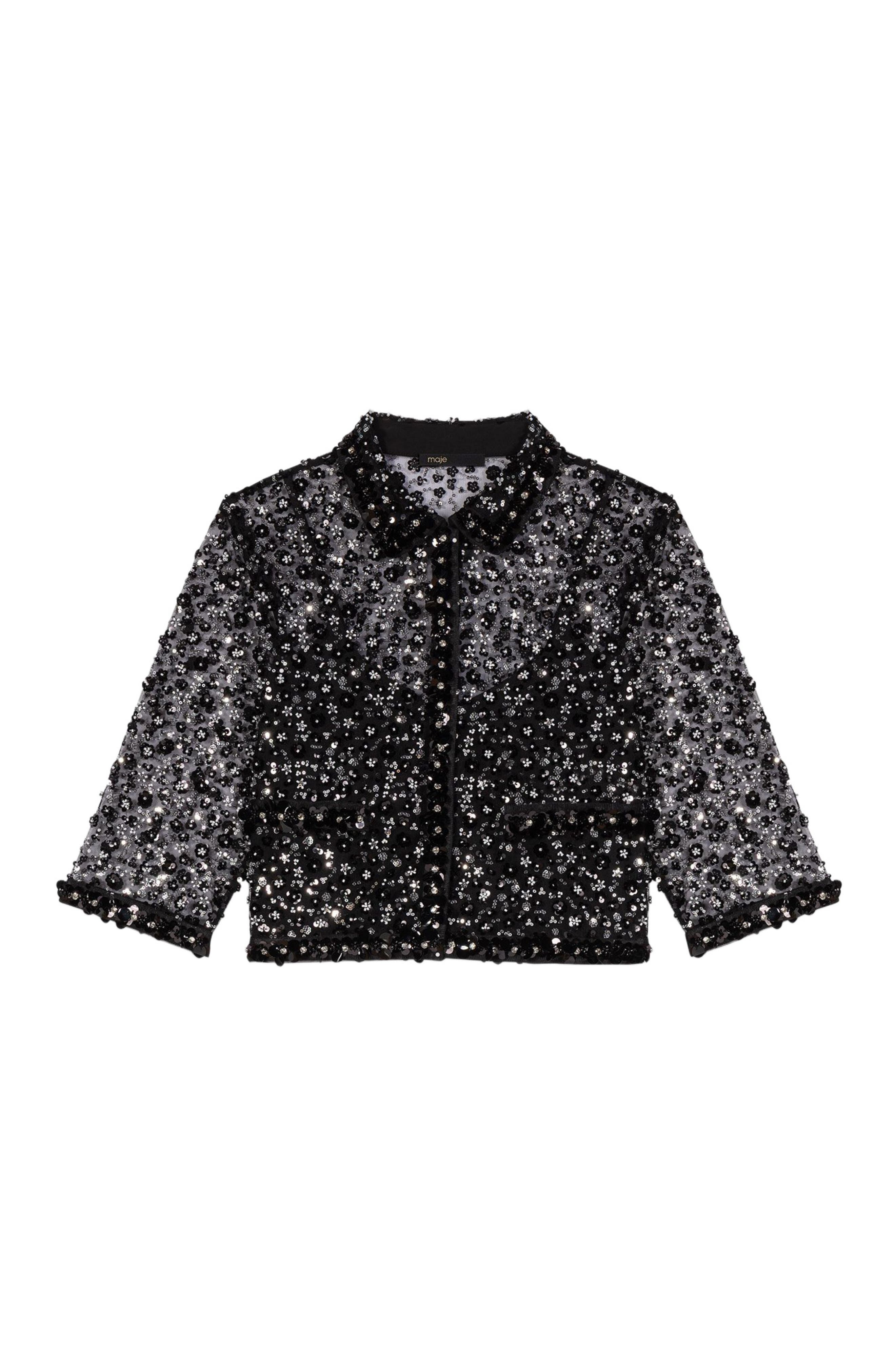 Floral rhinestone polo