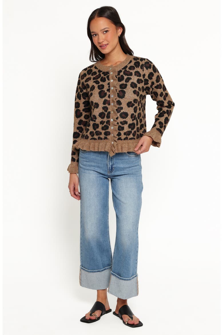 Asha Leopard Print Cardigan, Alternate, color, BROWN LEOPARD