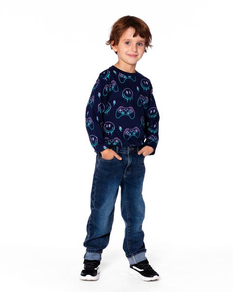 Long Sleeve Organic Cotton Allover Tee (Little Kid & Big Kid)