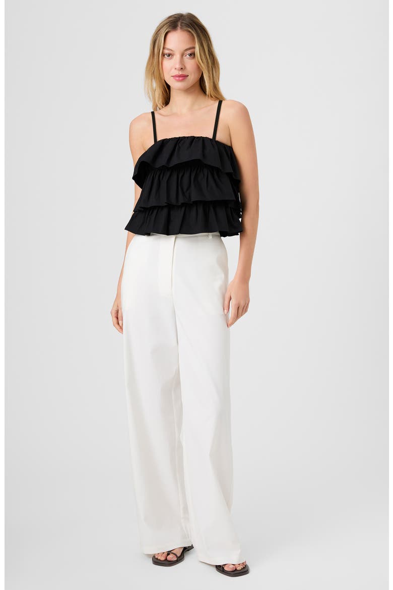 Aimee Ruffle Cotton Camisole, Alternate, color, BLACK