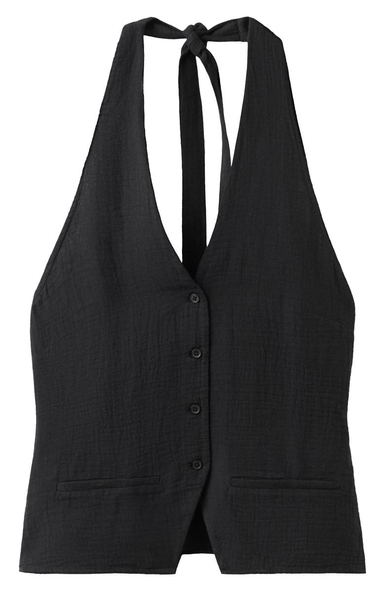 MANGO Gauze Halter Top, Alternate, color, Black