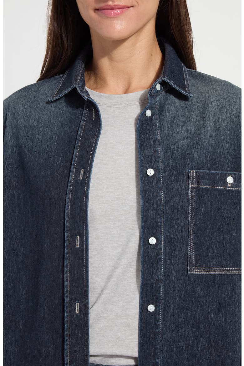 Cassidy Denim Shacket, Alternate, color, INDIGO