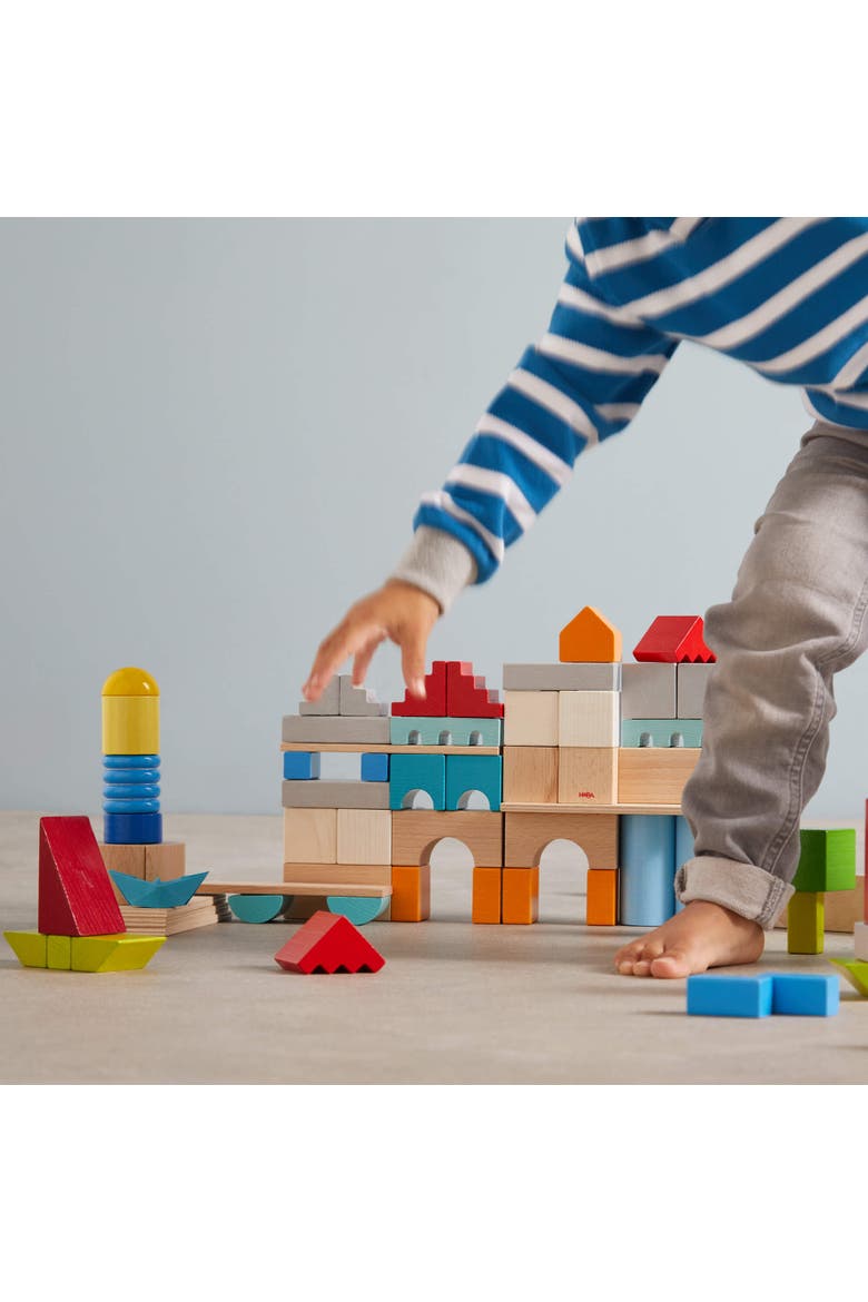Colored Wooden Building Blocks - 85 Piece Set, Alternate, color, Multi